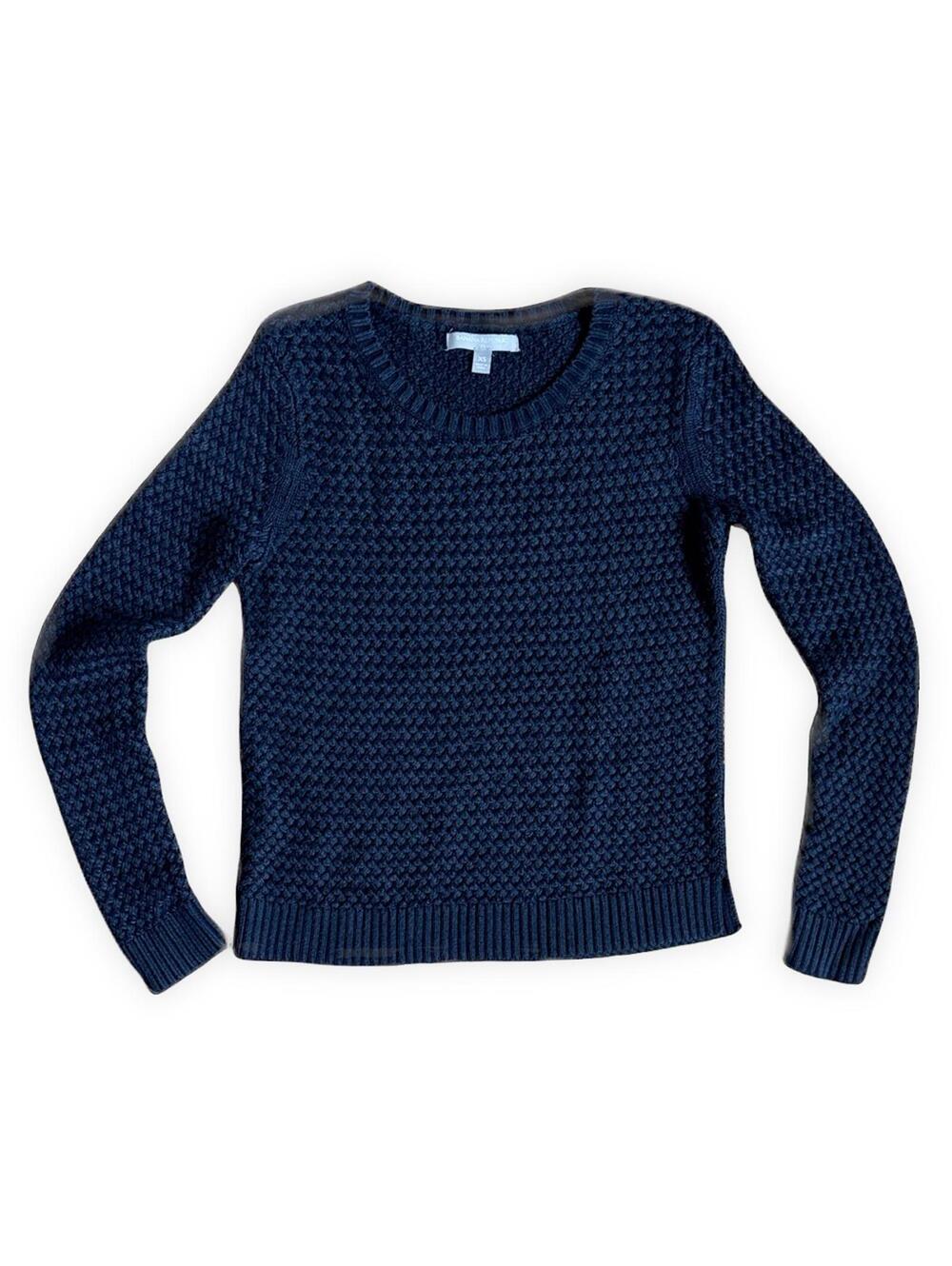 Banana Republic Navy Basket Weave Crewneck Pullover Sweater Women's XS Cotton